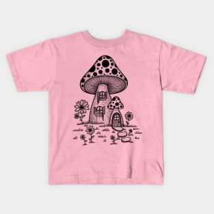 Cottagecore Mushroom House Kids T-Shirt